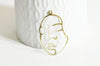 Pendentif visage laiton brut, fournitures pour bijoux, laiton brut ,bijoux moderne,43x26mm, x1, G3183