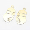 Pendentif visage laiton brut, fournitures pour bijoux, laiton brut,pendentif minimaliste ,bijoux moderne, x1 33.5mm-G1224