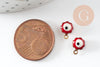 Pendentifs doré Fleur émail rouge, mauvais oeil, laiton doré, pendentif chance, 9mm, X10 G1576