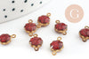 Pendentifs doré Fleur émail rouge paillettes pour création bijoux,9mm, X10 G4305