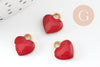 Pendentifs doré cœur émail rouge, pendentif coeur,fournitures créatives, laiton brut, pendentif amour,10mm, X10 G1911