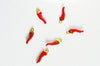 Pendentifs doré piment émail rouge 15mm,breloque laiton doré, pendentif coloré,création bijoux, x10 G2962