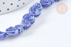 Perle Porcelaine Cœur bleu foncé irisé 15,7mm, bijoux céramique, fil de 36cm, x1 G7444