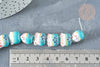 Perle chat porte-bonheur Porcelaine blanc turquoise 14mm, création bijoux pierre, x5 G8186