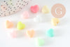 Perle coeur plastique multicolore plastel,pendentif acrylique,perle, plastique coloré, 9.5mm, X30 (12.6G) G3492