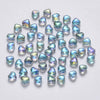 Perle coeur verre bleu irisé 6mm, des perles en verre pour création bijoux, x10 G6249