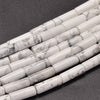 Perle colonne tube howlite naturelle blanche,perle pierre howlite naturelle,bijou perle pierre,13mm,x1 fil de 29 perles G0216