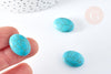 Perle galet ovale howlite turquoise, howlite naturelle, perle turquoise, perle pierre, howlite,26mm, x5,G3438