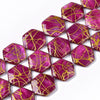 Perle hexagone nacre naturelle rose fuchsia or, perle hexagonale, coquillage ,20mm, x20 perles G3855