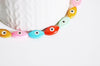 Perle navette nacre colorée mauvais oeil, bijou porte-bonheur,chance, gri-gri,15mm, fil de 25 perles, x1 (G0300)