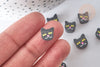 Perle polymère chats noirs 8~10mm, perle animal fantaisie DIY, X10 G7963