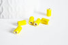 Perle porcelaine jaune vif, perle céramique, porcelaine jaune,perle tube, création bijoux, 10mm, x5 G3197