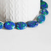 Perle resine ovale bleue, fournitures créatives,perle résine,perle turquoise, malachite synthétique, bijoux contemporains,fil 39 cm-G881