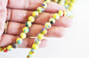 Perle resine ronde multicolore jaune, perle résine,perle turquoise, turquoise synthétique, 8mm, fil de 40cm, X1 G1702