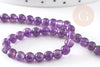 Perle ronde amethyste violette naturelle 4mm, fabrication bijoux pierre naturelle, x1 fil 20cm G5365