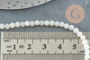 Perle ronde nacre coquillage blanc 3mm,perle en coquillage pour fabrication bijoux nacre, le fil de 40cm, x1 G5581