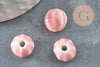 Perle ronde striée porcelaine rose 11mm, fabrication bijoux céramique, x10 G9528