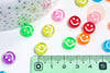 Perle smiley en plastique transparent 10mm , perle sourire en plastique coloré, couleur mélangées,x 10 grammes G5576