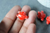 Perle tortue porcelaine rouge 12mm, perle céramique, fabrication bijoux animal, x5 G3906