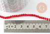 Perle toupie cristal rouge 3.5x3mm, perles bijoux, perle bicone cristal rouge vif,Perle verre facette, fil de 125 perles x1 (G7877)