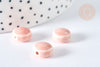 Perles Rondes plates porcelaine émaillée rose pastel 11mm, bijou céramique, x10 G7442