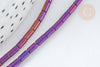 Perles Tube verre violet pourpre irisé 4.5x2.5mm,perle tissage et fabrication bijoux,x1 fil de 36cm G7332