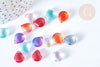 Perles cristal goutte couleurs mixtes 12mm, création bijoux verre, X10 G7387