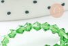 Perles cristal toupies facette vert transparent, perles bijoux,fourniture créative, Perle bicone facette, 3mm, fil de 47cm, X1 G0322