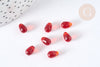 Perles cristal transparent goutte rouge 9mm, verre,x50 G7296