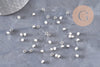 Perles intercalaires facettées laiton argenté, 3x3mm, x50 (G9906)