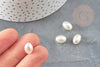 Perles ovale acrylique imitation perle eau douce beige 11mm, création bijoux DIY X5 G9287