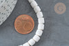 Perles polymère tube blanc 6.5mm, fabrication bijoux heishi 6.5mm plastique,le fil de 40cm G7222