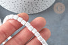 Perles polymère tube blanc 6.5mm, fabrication bijoux heishi 6.5mm plastique,le fil de 40cm G7222