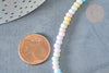 Perles porcelaine abacus multicolore pastel 4x3mm, création bijoux céramique, x1 fil de 38cm G7806