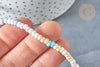 Perles porcelaine abacus multicolore pastel 4x3mm, création bijoux céramique, x1 fil de 38cm G7806