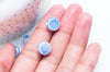 Perles porcelaine émail bleu, perle céramique, perle porcelaine,perle disque, céramique bleue,12mm, x10 G5363