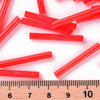 Perles rocaille Tube, perles rocaille rouge,verre rouge, long tube,perle tube rouge, 28mm, x 10gr G4390