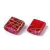 Perles rocaille carré verre rectangle rouge, perle carré création bracelet, perle tila,4.5mm,2 trous, x 50 (4.8GR) (G5477)