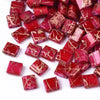 Perles rocaille carré verre rectangle rouge, perle carré création bracelet, perle tila,4.5mm,2 trous, x 50 (4.8GR) (G5477)
