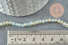 Perles rondelles verre opaque facettées bleu pâle et doré 4x3mm, bijou fantaisie DIY, fil de 39cm, x1 G8264