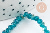 Perles rondelles verre transparent facetté bleues turquoise AB 4x3mm, création bijoux cristal DIY, le fil de 42cm G8254