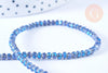 Perles toupies cristal bleu irisé 3.5x2.5mm, perles bijoux, perle cristal,Perle verre facette,création bijoux, fil 25.4cm G6752