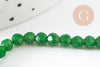 Perles toupies cristal vert 4-5mm, perle cristal, Perle verre facette,création bijoux, fil de 36cm, X1 G6365