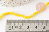 Perles toupies jaune, perles bijoux, fourniture créative, Perle verre facette, fil de 38cm, 3mm, x1 G2669