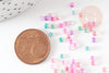 Petite Perles rocaille multicolore pastel 2.5mmx3mm, perles tissage arc-en-ciel, x10gr (G9283)