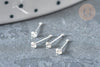 Piercing clou argent massif strass avec boule d'arret 1.8mm, piercing nez 925 brillant piercing oreilles nez stud ajustable, l'unité G7601