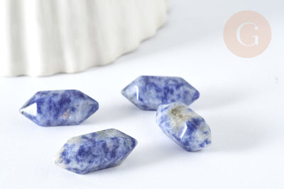 Pierre sodalite naturelle double pointes 19~22mm, séance lithothérapie, x1 G7533