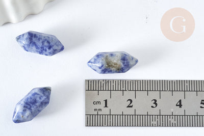 Pierre sodalite naturelle double pointes 19~22mm, séance lithothérapie, x1 G7533