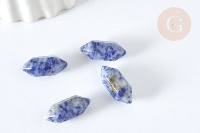 Pierre sodalite naturelle double pointes 19~22mm, séance lithothérapie, x1 G7533