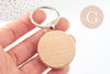 Porte-clef rond bois personnalisable 48.5mm, accessoire personnalisé pour idée cadeau, x1 G9678